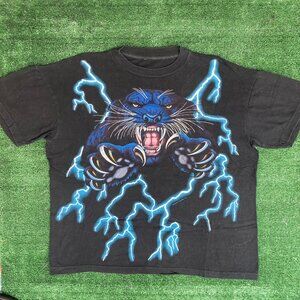 Vintage 90s American Thunder Black Panther T-Shirt Single Stitch Black L Grunge